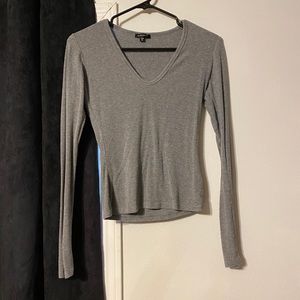 Dynamite Ribbed Long Sleeve V Cut Shirt